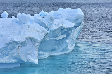 Icebergs of Antarctica. The texture of blue ice.