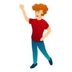 Happy hi boy icon. Cartoon of happy hi boy vector icon for web design isolated on white background