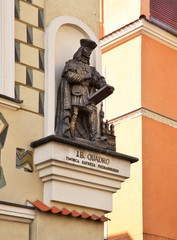 Monument to Giovanni Battista di Quadro at Old Market square in Poznan. Poland - obrazy, fototapety, plakaty