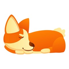 Corgi dog sleeping icon. Cartoon of corgi dog sleeping vector icon for web design isolated on white background