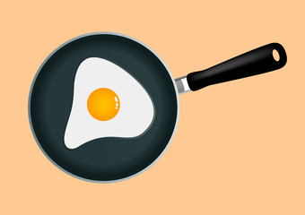 Vector illustration of fried egg in a pan. Realistic. Element of your design.