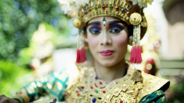 Defocused portrait of Indonesian female dancer Bali Asia
