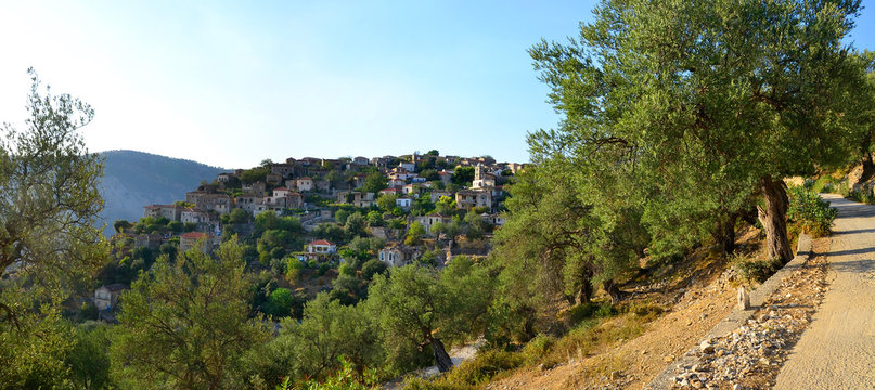 Panoramic view to Upper Qeparo, Albania.
