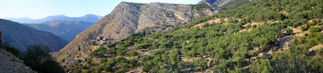 Panoramic view to Upper Qeparo, Albania.