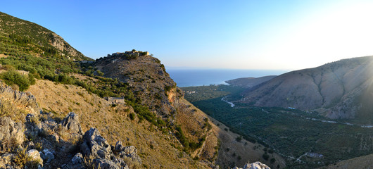 Panoramic view to Upper Qeparo, Albania.