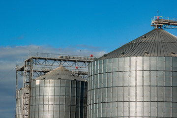 Kirovograd, Ukraine - 09.30.2019 Agro-processing and production plant for processing silos for drying, cleaning and storage of agricultural products, flour, cereals and grain. Granary.