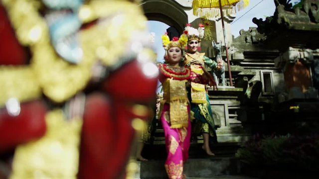 Indonesia Hindu temple females performing ancient dance Bali 