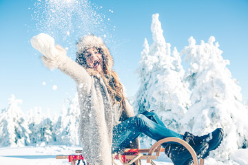 happy girl in winter wonder land 