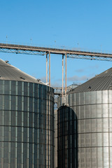 Kirovograd, Ukraine - 09.30.2019 Agro-processing and production plant for processing silos for drying, cleaning and storage of agricultural products, flour, cereals and grain. Granary.