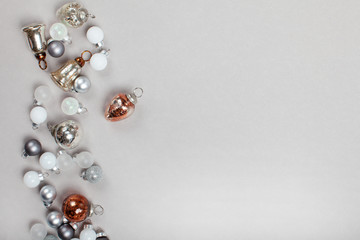 background with Christmas toys, blank for postcards, advertising, flyers, place for text. open composition