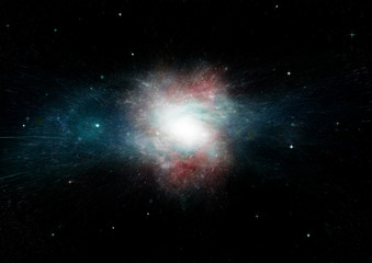 Stars, dust and gas nebula in a far galaxy