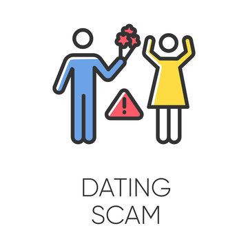 Dating Scam Color Icon. Online Romance Fraud. Fake Dating Service. False Romantic Intentions, Love Promises. Money Request. Confidence Trick. Malicious, Fraudulent Scheme. Isolated Vector Illustration