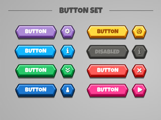 3d buttons set. Vector gui assets collection for game design © Glafira Kushnir