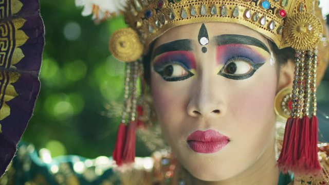 Portrait of Balinese female Legong spiritual dancer Indonesia