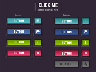 3d buttons set. Vector assets for games or applications.