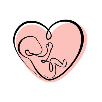 recommend clip art: A child in the womb of the mother, a child in the heart of the mother, the child's logo drawn in one line.