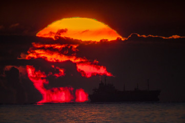 水平線から昇るだるま太陽DSC1530