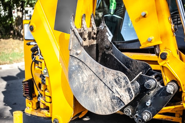 Excavator bucket. Heavy machinery.