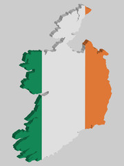 3D Map Flag of Ireland Vector