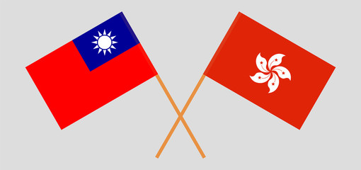 Crossed flags of Taiwan and Hong Kong