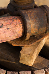 Wine-making. Technology of wine production. The folk tradition of making wine. The ancient tradition of grape processing in Moldova. Harvest home. The squeezer is used to press the wine.