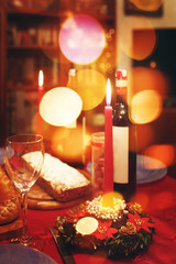 Traditional Christmas festive dinner with candles