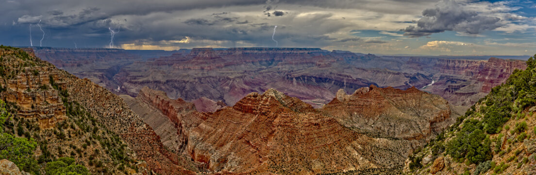 View of the Grand Canyon west of Navajo Point with a storm rolling in from the west, Arizona