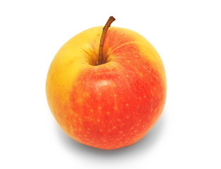 Red and yellow apple on white background, isolated, closeup