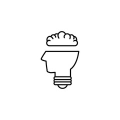 bulb head brain creativity idea icon line style