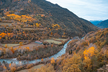 Obraz premium Broto Valley in autumn, located in Pyrenees Spain