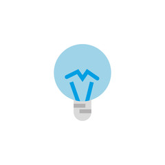 blue bulb energy electricity light flat icon