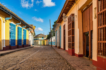 Colorful traditional houses in the colonial town of Trinidad in Cuba