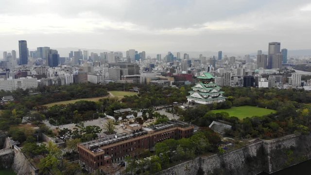 Stunning Japanese city - Osaka, view from drone