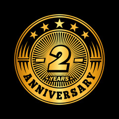 2 years anniversary celebration logo design. Vector and illustration.