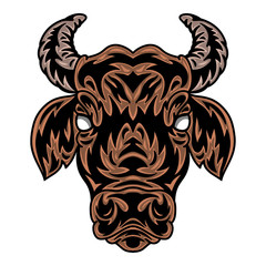 Vintage cow face. Heading vintage style Isolated on a white background.