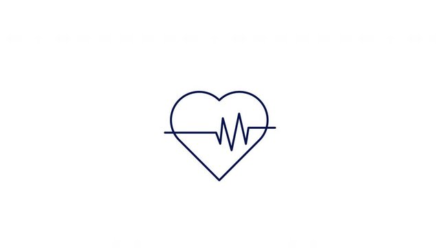 Heart Rate Line Icon Animation. 4K Motion Graphic with Alpha Channel.