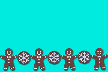 Paper gingerbread men and chocolate cookies