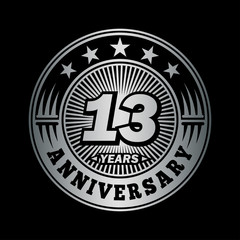 13 years anniversary celebration logo design. Vector and illustration.