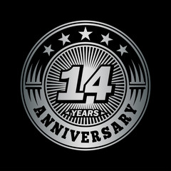 14 years anniversary celebration logo design. Vector and illustration.