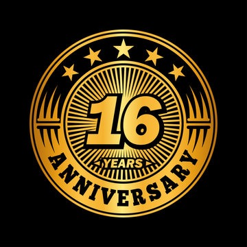 16 years anniversary celebration logo design. Vector and illustration.