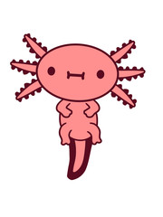 süßes axolotl baby kawaii clipart design lieb niedlich klein schwimmen tauchen nett gesicht haustier aquarium winzig schwanzlurch cool