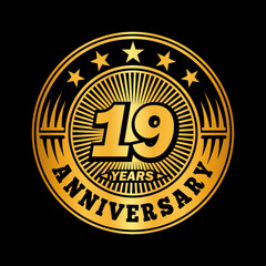 19 years anniversary celebration logo design. Vector and illustration.