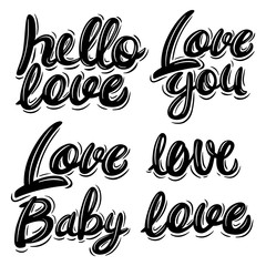 Obraz premium Love lettering Set. Lettering phrase in vintage style isolated on white background.