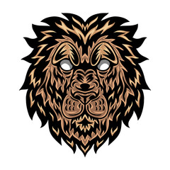 Vintage lion face. Heading vintage style Isolated on a white background.