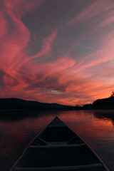 sunset in mountains on a lake