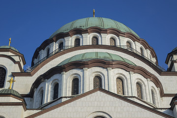 Detail of Church of Saint Sava ("The Temple of Saint Sava") - Serbian Orthodox church on Vracar plateau in Belgrade. Serbia.
