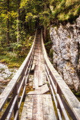 Fototapeta premium Broken wooden suspension bridge
