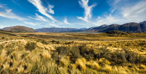 The extreme terrain of the glacial valleys in the high country of New Zealand's Southern Alps