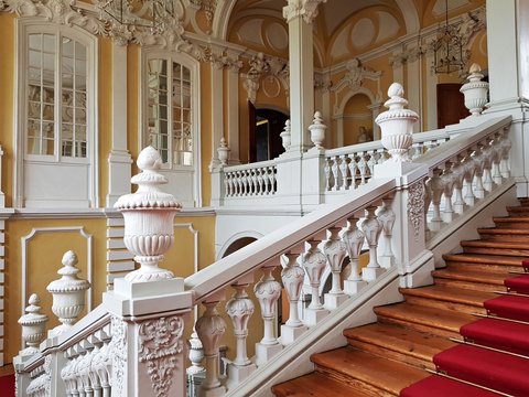 Rooms and the luxurious interior inside the Rundale Palace. Latvia, May 2019