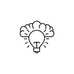 human brain bulb invention idea icon line style